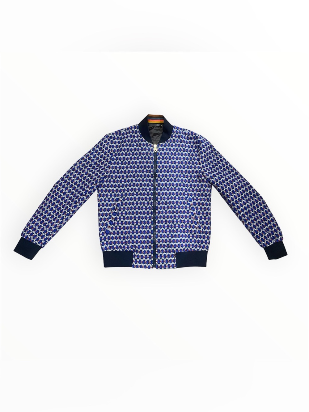 Paul Smith Woven Jacquard Geometric Bomber Jacket Silk Feel Lining